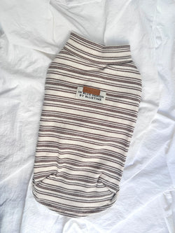 Maglione a Righe Avorio e Caramello – Fascino Accademico Vintage e Comfort Accogliente per  Pets