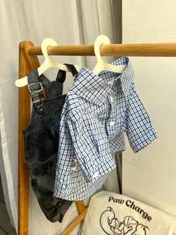 Camicia Elegante a Quadri Blu per Animali – Stile Plaid Traspirante