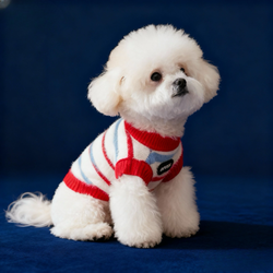 Maglione a rosso righe in pelliccia sintetica per animali domestici – Autunno/Inverno