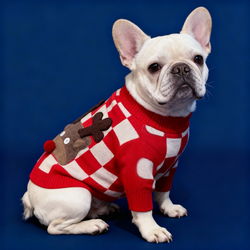 Maglione invernale per Bulldog Francese con motivo renna – Caldo e comodo per l’autunno e l’inverno