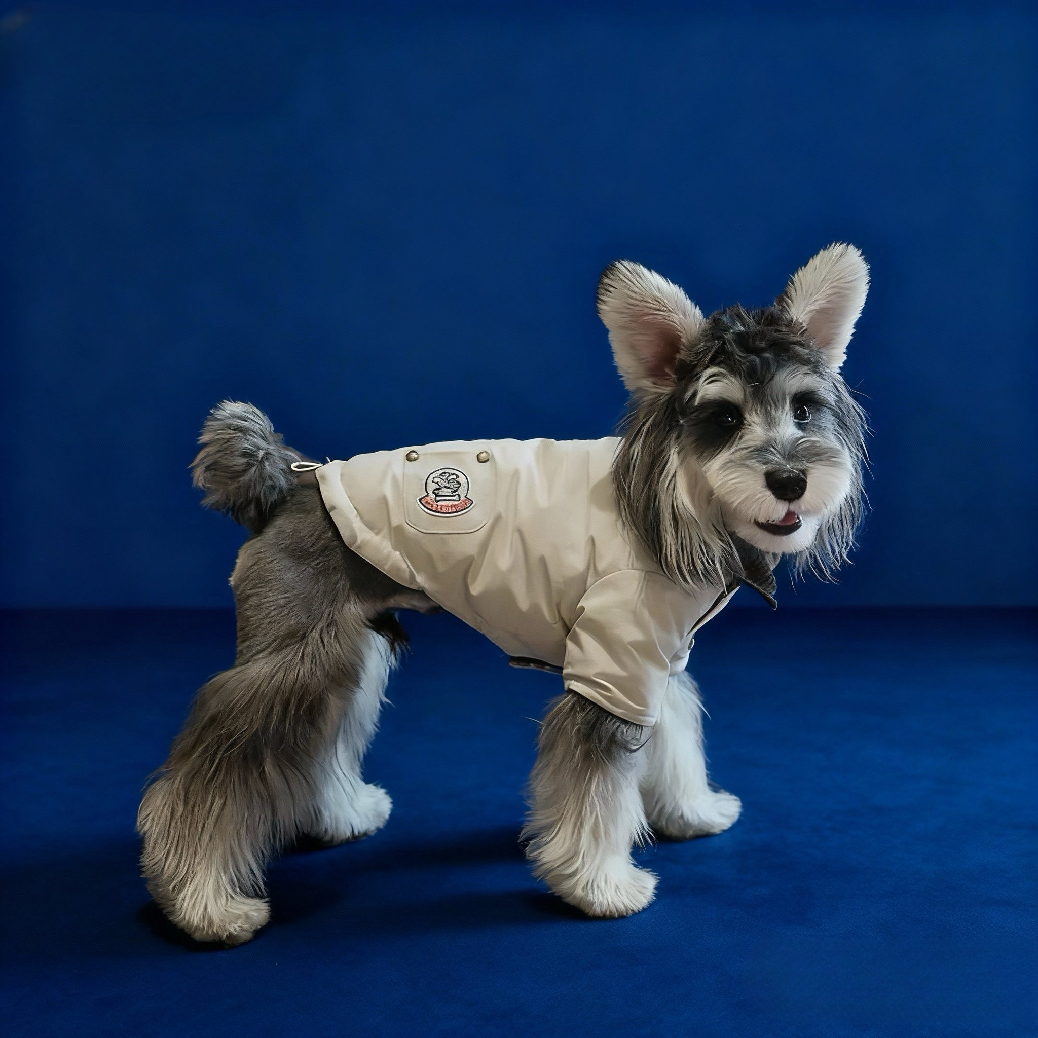 Giacca imbottita color kaki per cani – Cappotto caldo con ricami, comodo per l’autunno e l’inverno