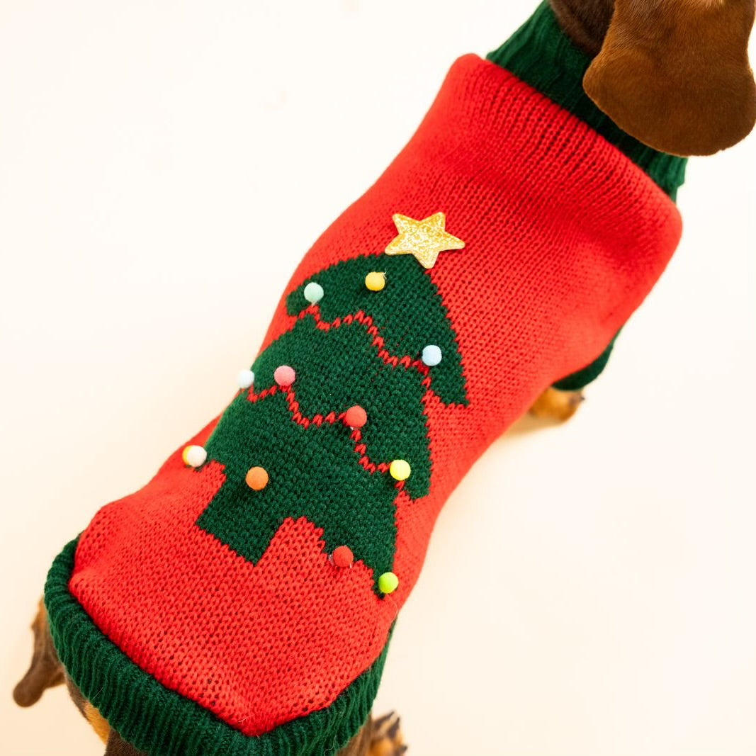 Maglione natalizio con albero di Natale per pets –Morbido, Caldo e dal Design Festivo