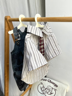 Maglietta a Righe Vintage per Animali con Cravattino Classico – Look Raffinato per Animali