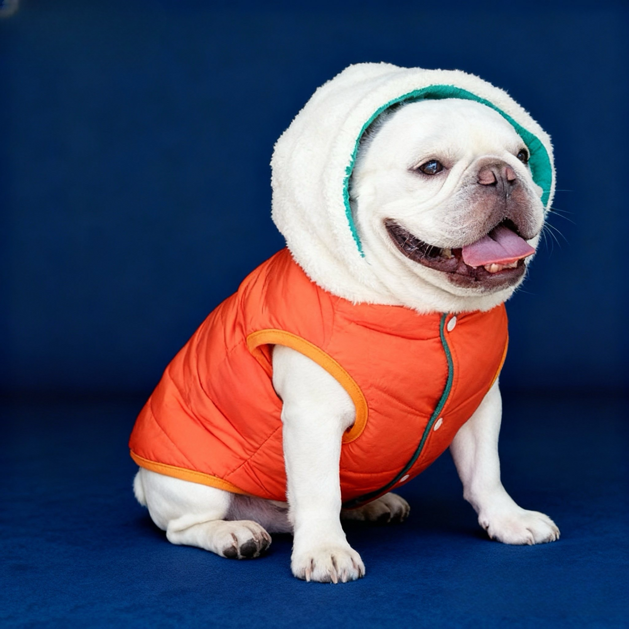 Giacca invernale per Bulldog Francese – Cappotto imbottito e foderato a doppia faccia, caldo e comodo per l’autunno e l’inverno