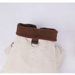 Giacca imbottita color kaki per cani – Cappotto caldo con ricami, comodo per l’autunno e l’inverno