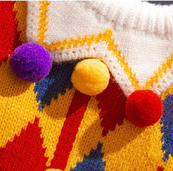 Maglione da Clown per cani per Halloween in stile circo – Caldo e confortevole per l’autunno e l’inverno