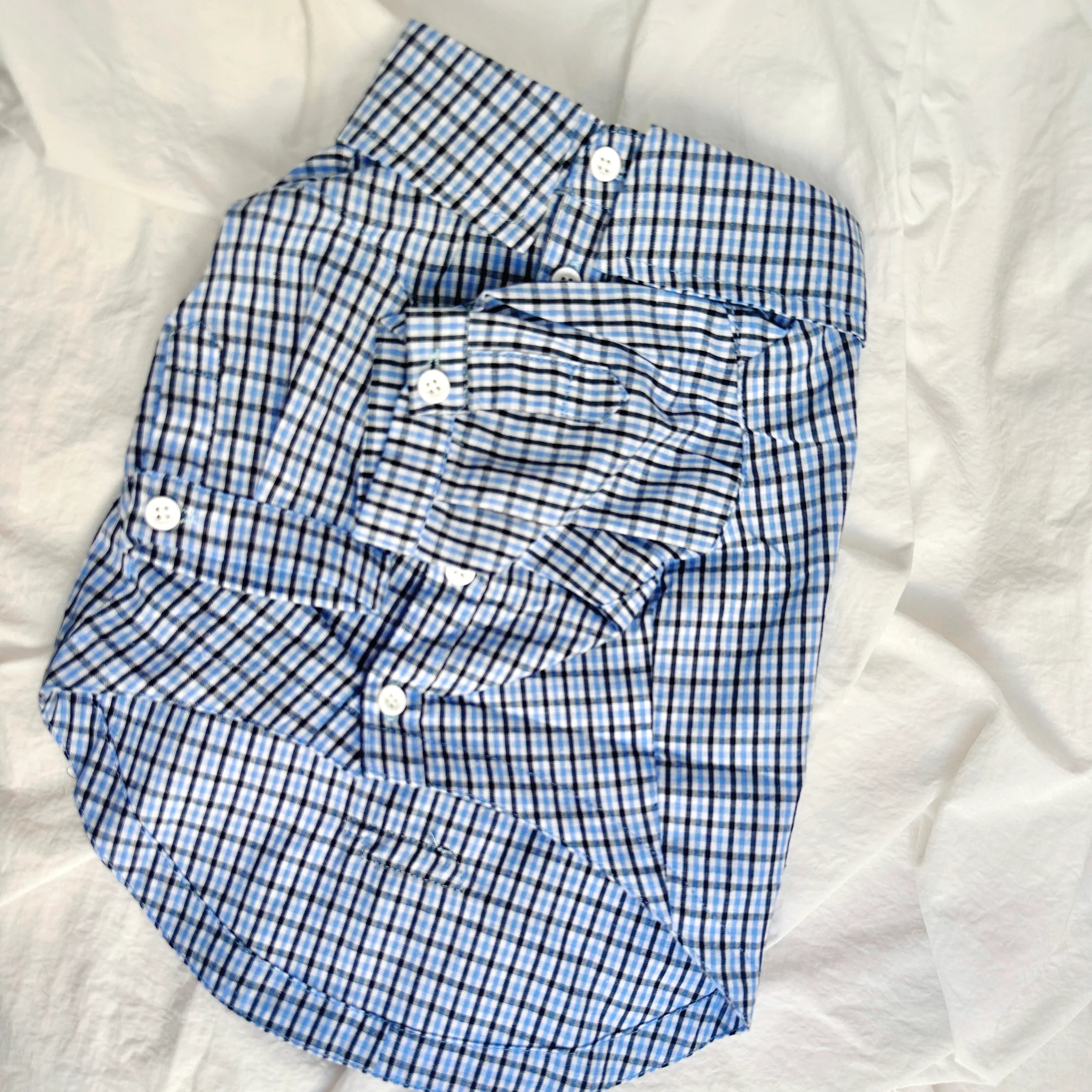 Camicia Elegante a Quadri Blu per Animali – Stile Plaid Traspirante
