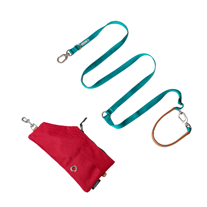 Set Combo Rosso Bobo Series – Passeggia con Stile con Guinzaglio a Tracolla Audace e Borsa Impermeabile - Paw Charge