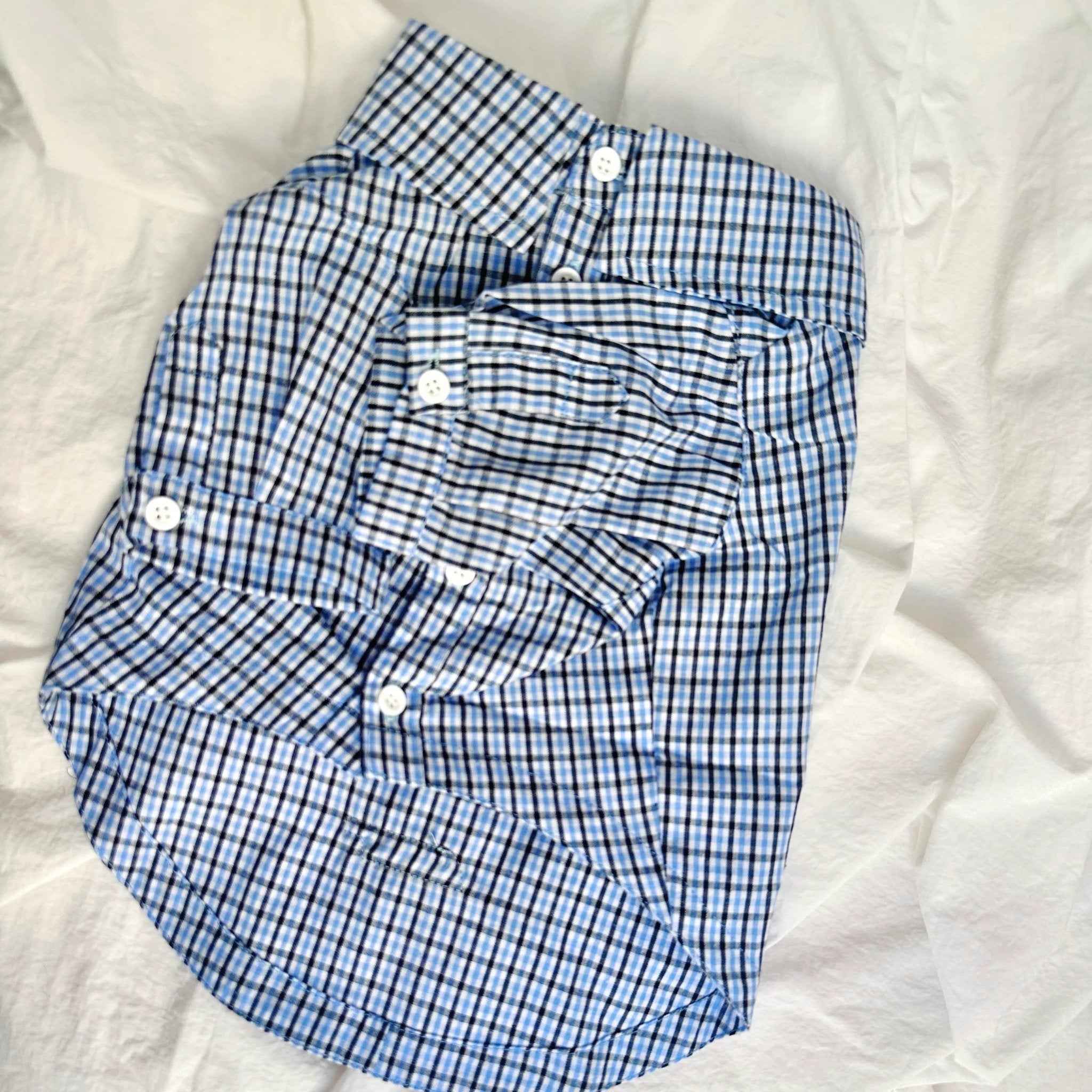 Camicia Elegante a Quadri Blu per Animali – Stile Plaid Traspirante