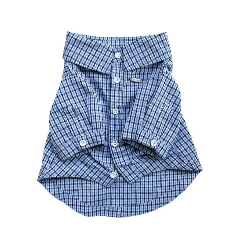 Camicia Elegante a Quadri Blu per Animali – Stile Plaid Traspirante