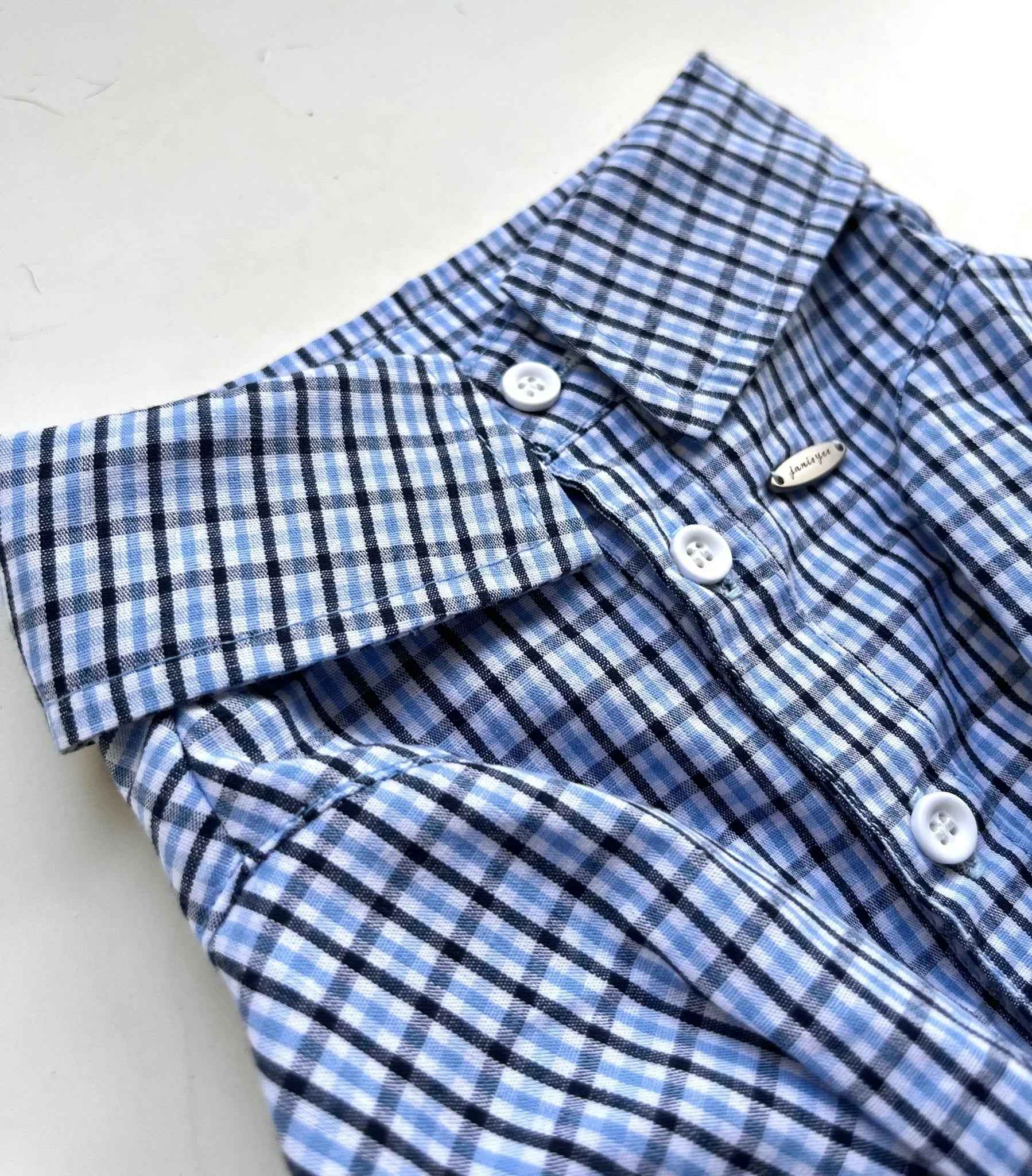 Camicia Elegante a Quadri Blu per Animali – Stile Plaid Traspirante