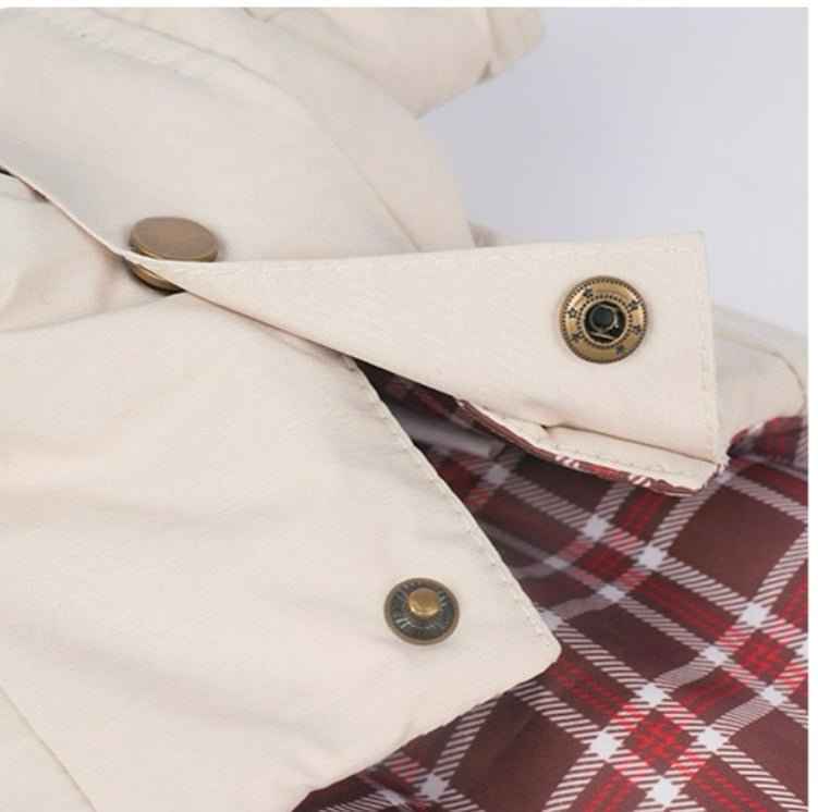 Giacca imbottita color kaki per cani – Cappotto caldo con ricami, comodo per l’autunno e l’inverno