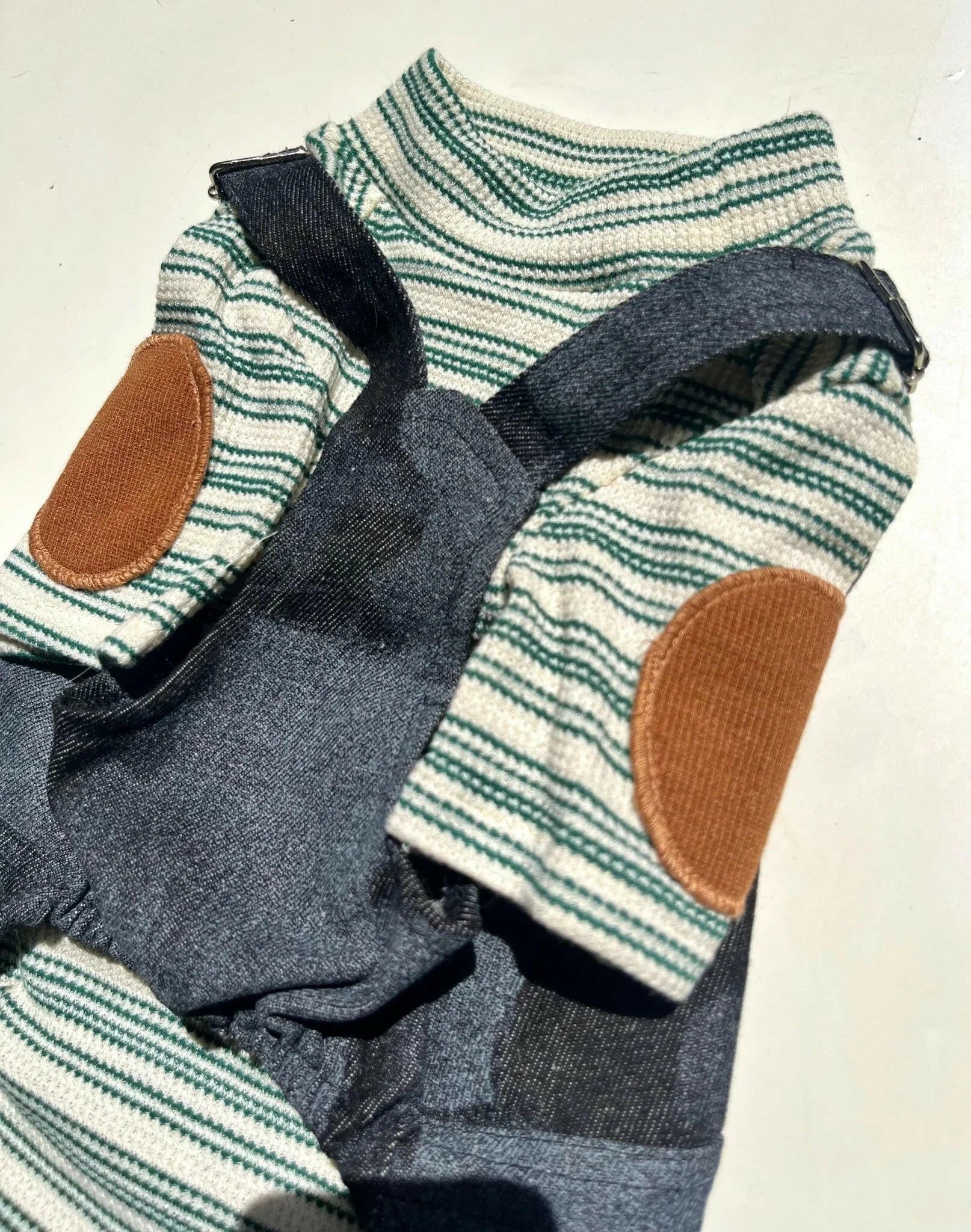 Green & White Striped Knit Sweater – Vintage Elegance and Cozy Comfort for Pets - Paw Charge