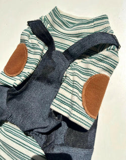 Green & White Striped Knit Sweater – Vintage Elegance and Cozy Comfort for Pets - Paw Charge