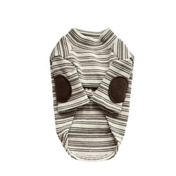 Ivory & Caramel Striped Knit Sweater – Cozy Vintage Academic Charm for Pets - Paw Charge