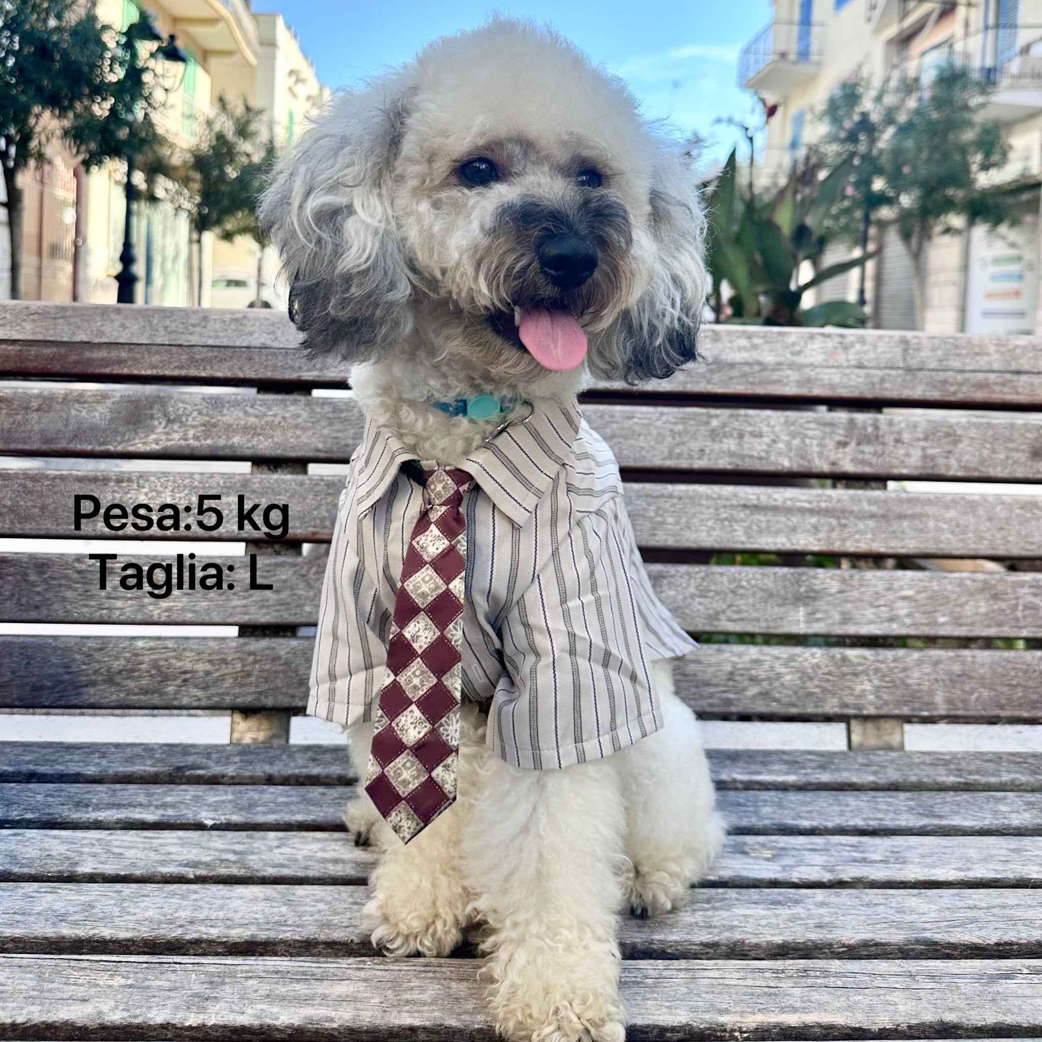 Maglietta a Righe Vintage per Animali con Cravattino Classico – Look Raffinato per Animali