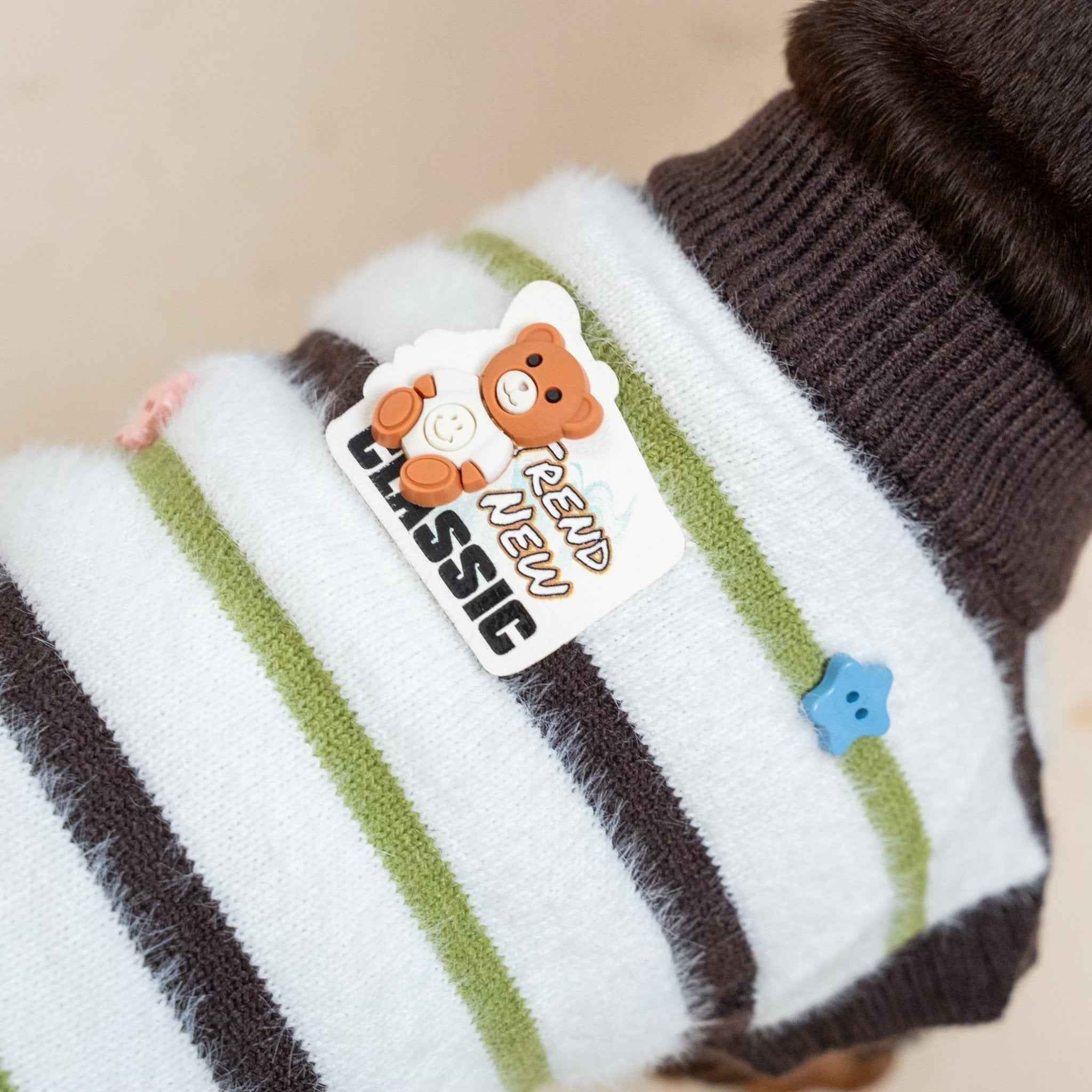 Maglione  a marrone righe in pelliccia sintetica per animali domestici – Autunno/Inverno