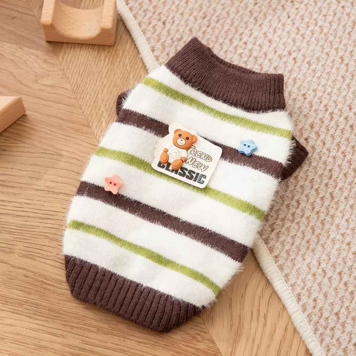 Maglione  a marrone righe in pelliccia sintetica per animali domestici – Autunno/Inverno