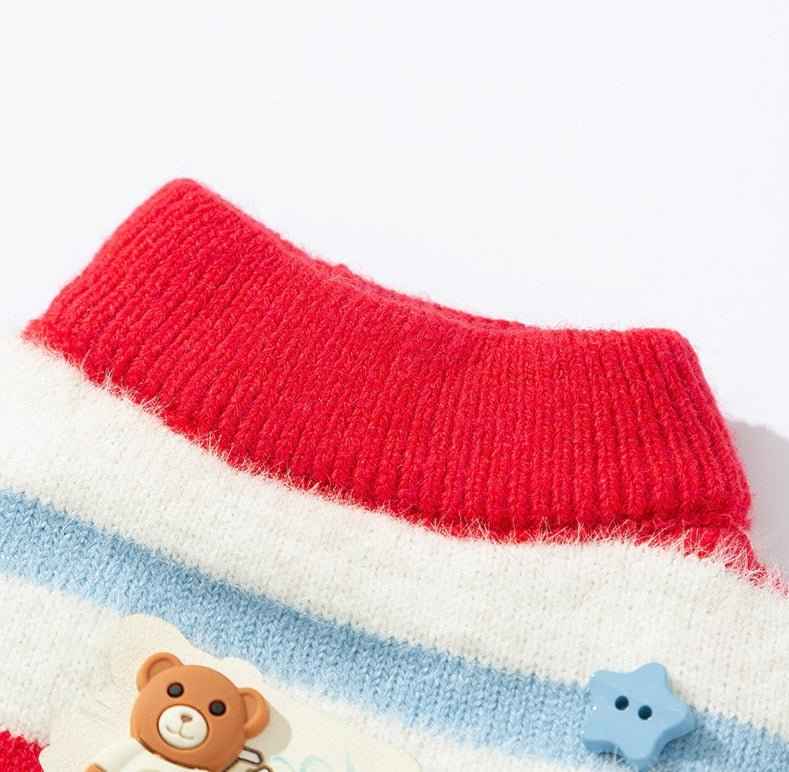 Maglione a rosso righe in pelliccia sintetica per animali domestici – Autunno/Inverno