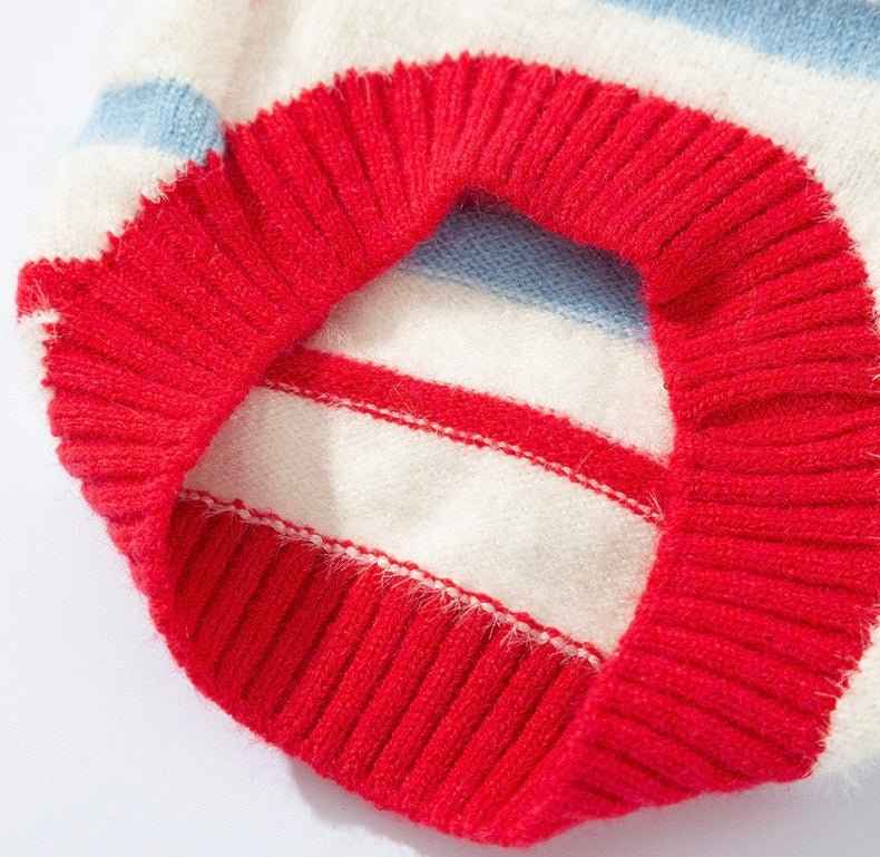 Maglione a rosso righe in pelliccia sintetica per animali domestici – Autunno/Inverno