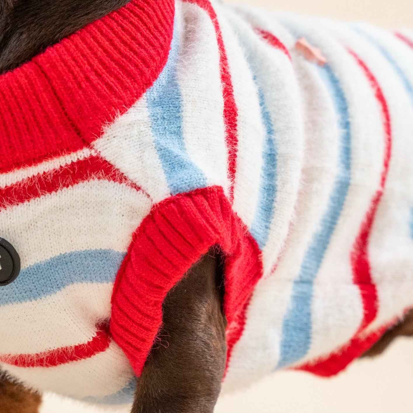 Maglione a rosso righe in pelliccia sintetica per animali domestici – Autunno/Inverno