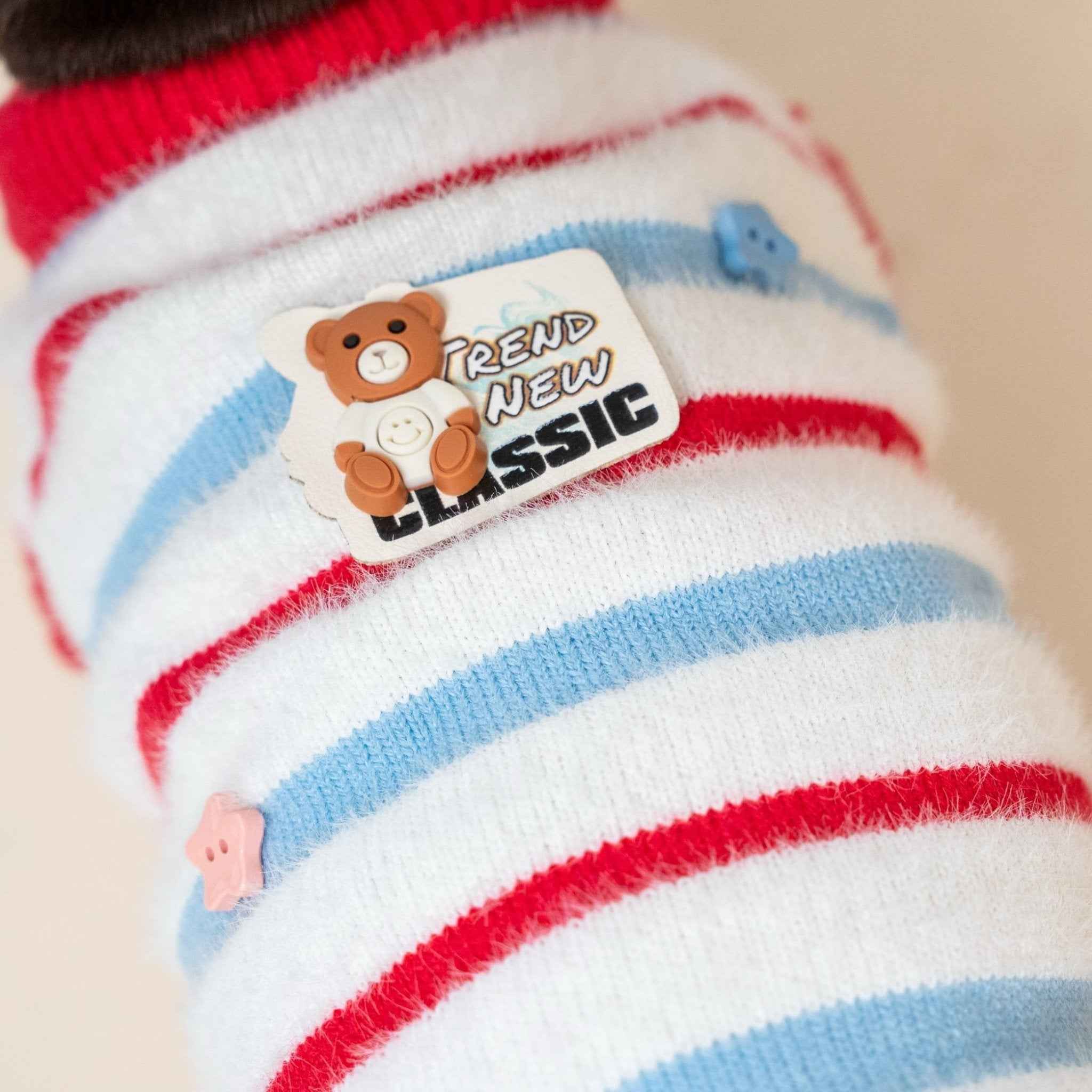 Maglione a rosso righe in pelliccia sintetica per animali domestici – Autunno/Inverno