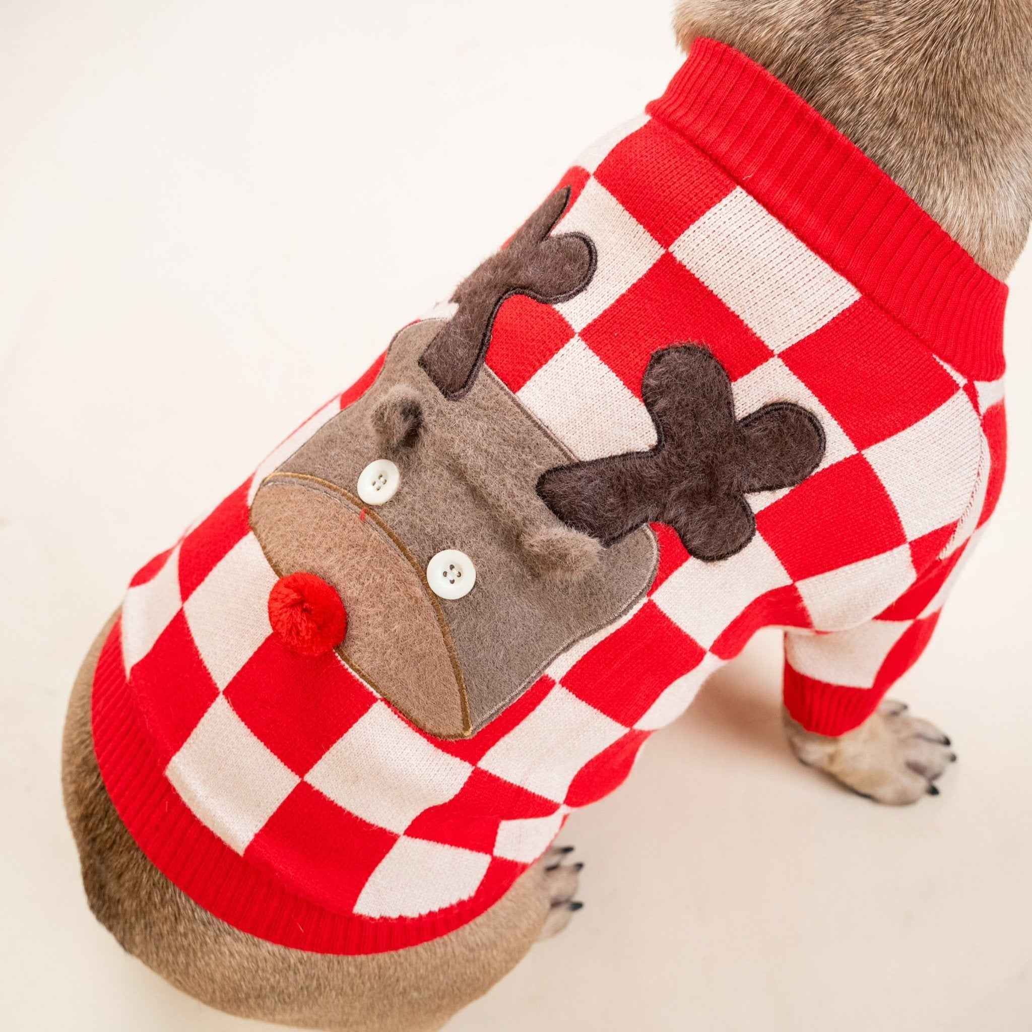 Maglione invernale per Bulldog Francese con motivo renna  – Morbido, Caldo e dal Design Festivo