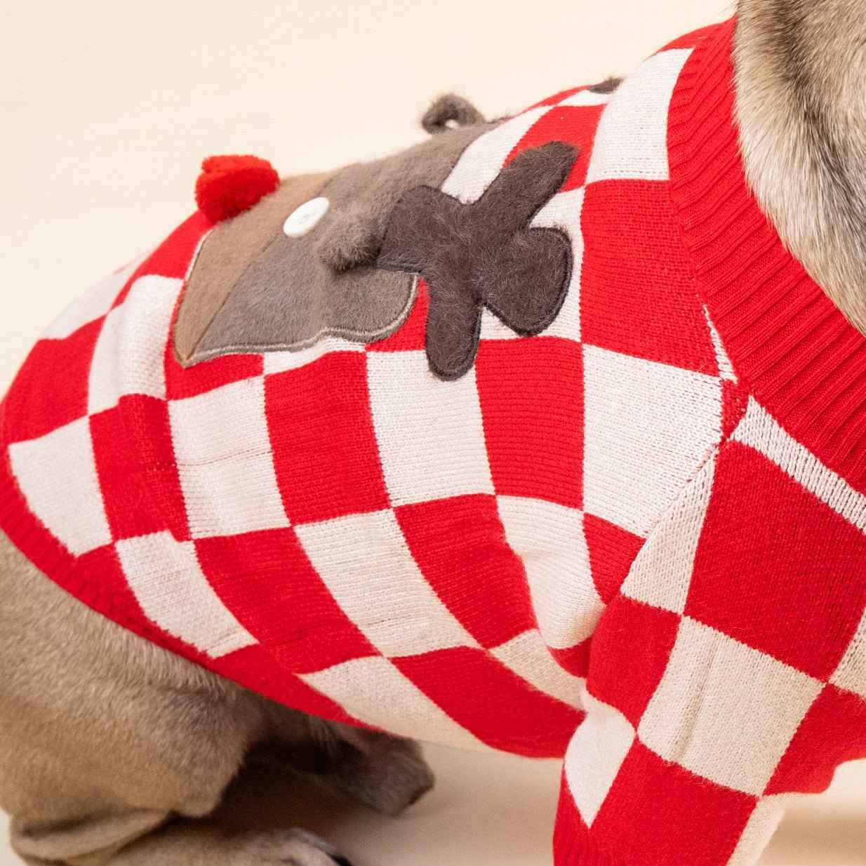 Maglione invernale per Bulldog Francese con motivo renna  – Morbido, Caldo e dal Design Festivo