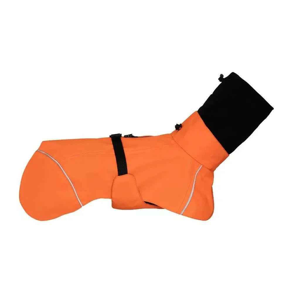Impermeabile Arancione per Cani con Strisce Riflettenti e Cappuccio Protettivo