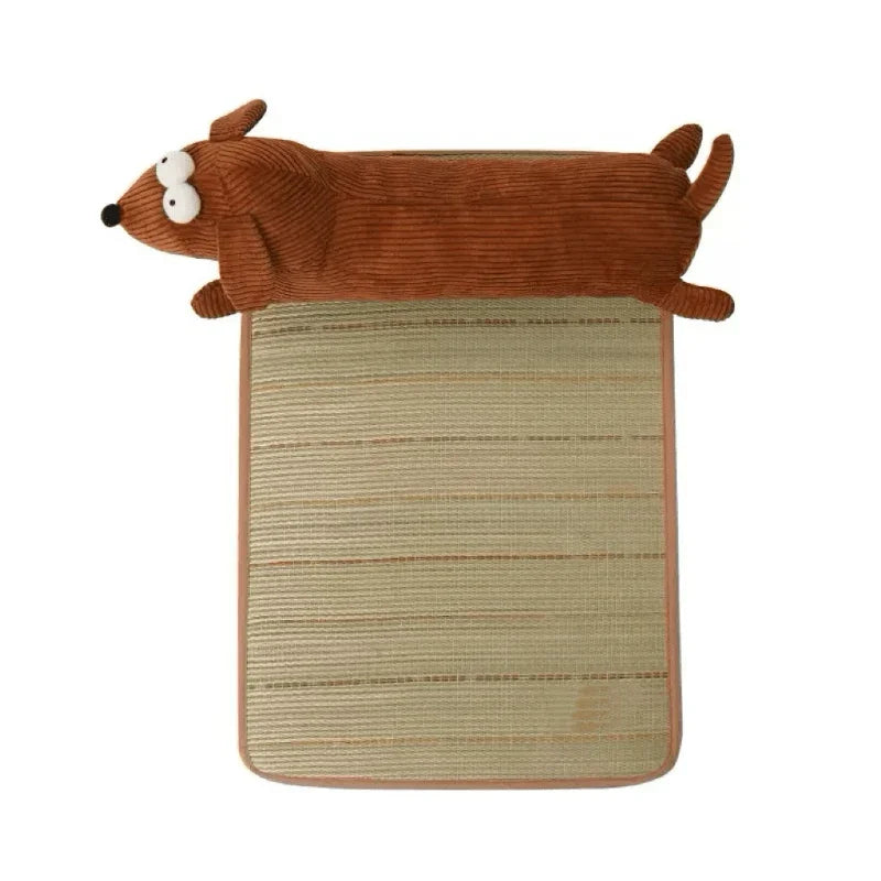 Reed Grass Dachshund Pet Mat – Summer Comfort with a Playful Twist - Paw Charge