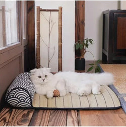 Ukiyo - e Seigaiha Pet Cooling Mat – Breathable Reed Grass with Timeless Wave Design - Paw Charge